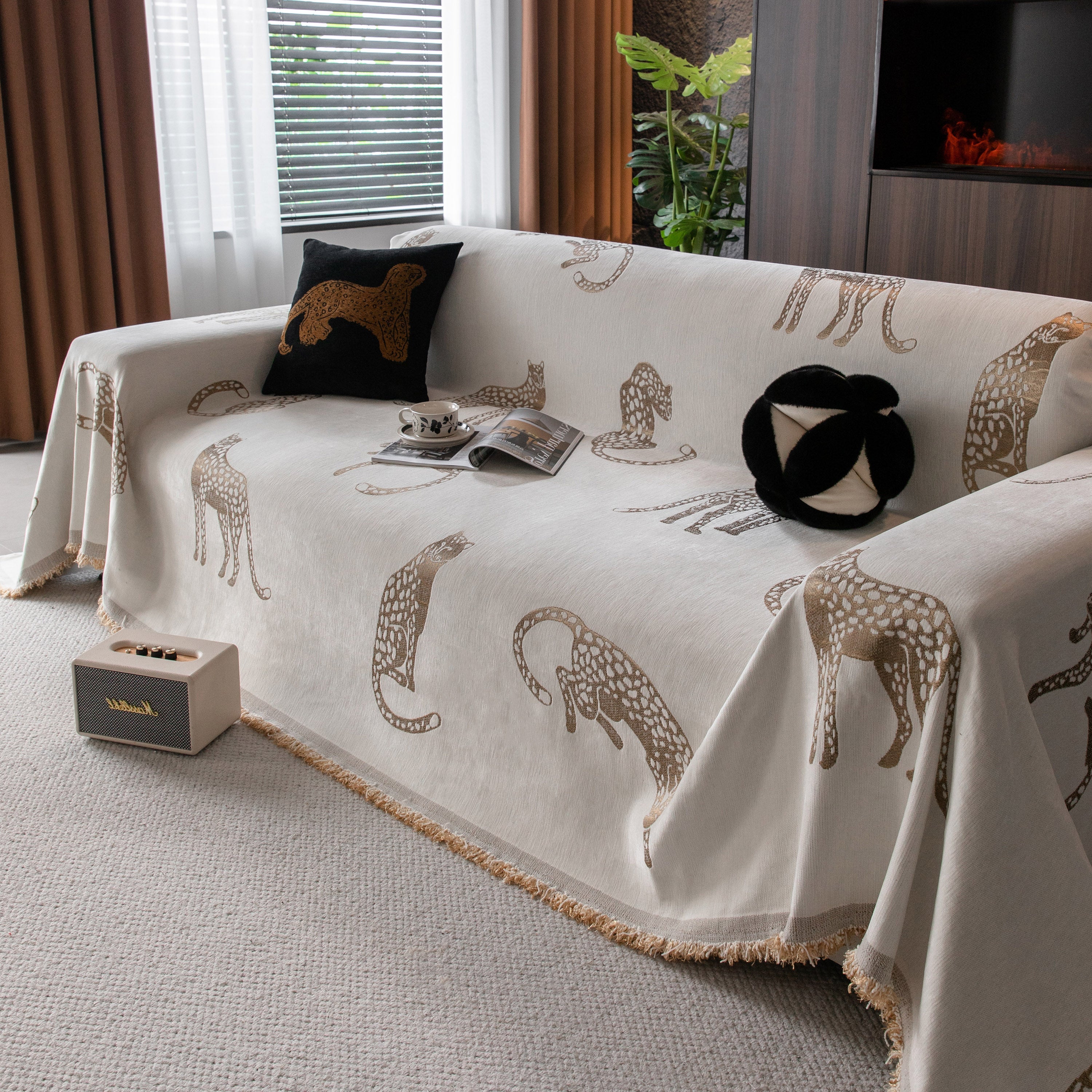 Leopard Sofa Cover Blanket Stylish Furniture Protector Throw for Couches & Loveseats