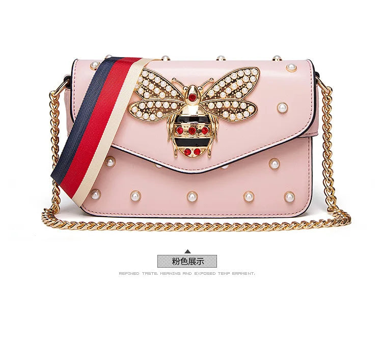 New Fashion Women's Bag Trend | Brand Pearl Bee Shoulder Bag & High Quality Temperament Ladies Crossbody Bag (Designer Luxury Handbag)