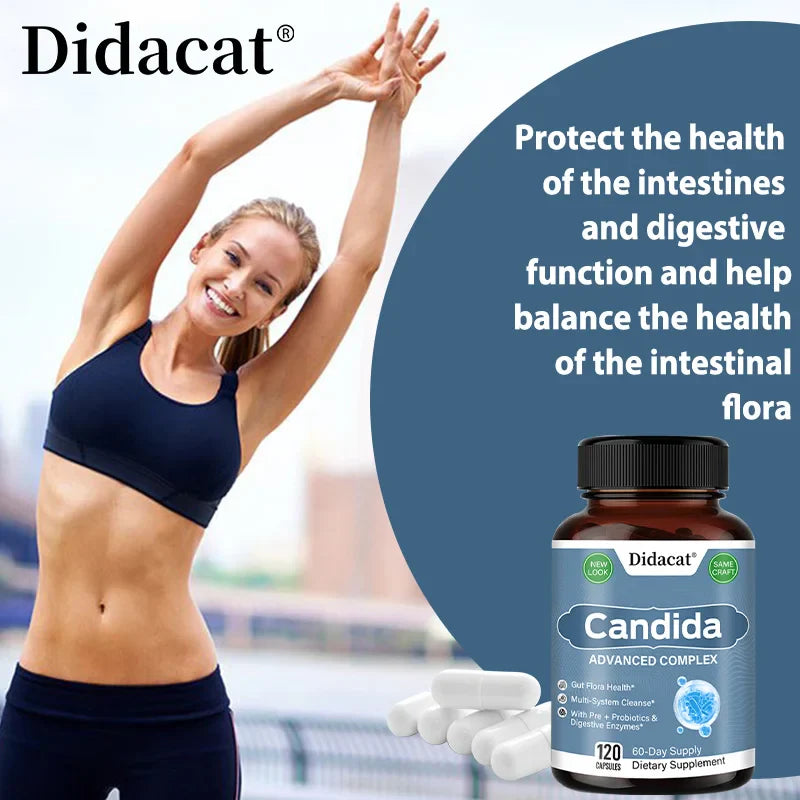 Candida Advanced Complex, Intestinal Supplement, Digestive Support, Constipation, Weight Loss, with Probiotic Digestive Enzymes