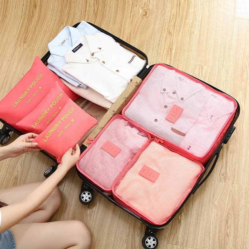 6pcs Set Travel Storage Bags | Suitcase Packing Set & Portable Luggage Organizer (Clothes Shoe Foldable Organizer)