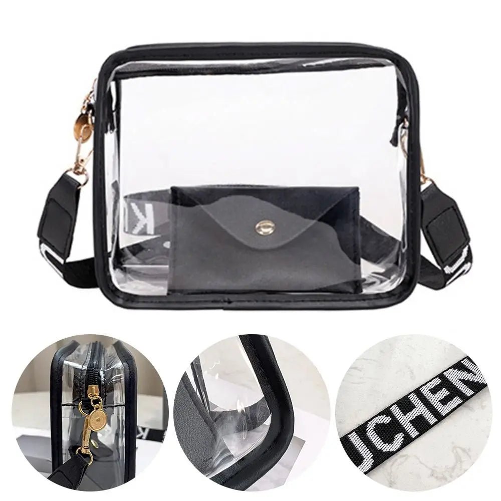 Transparent Crossbody Bag for Women | Candy Color Letter Fashion Shoulder Bag & PVC Transparent Jelly Bag (Small Square Bag)