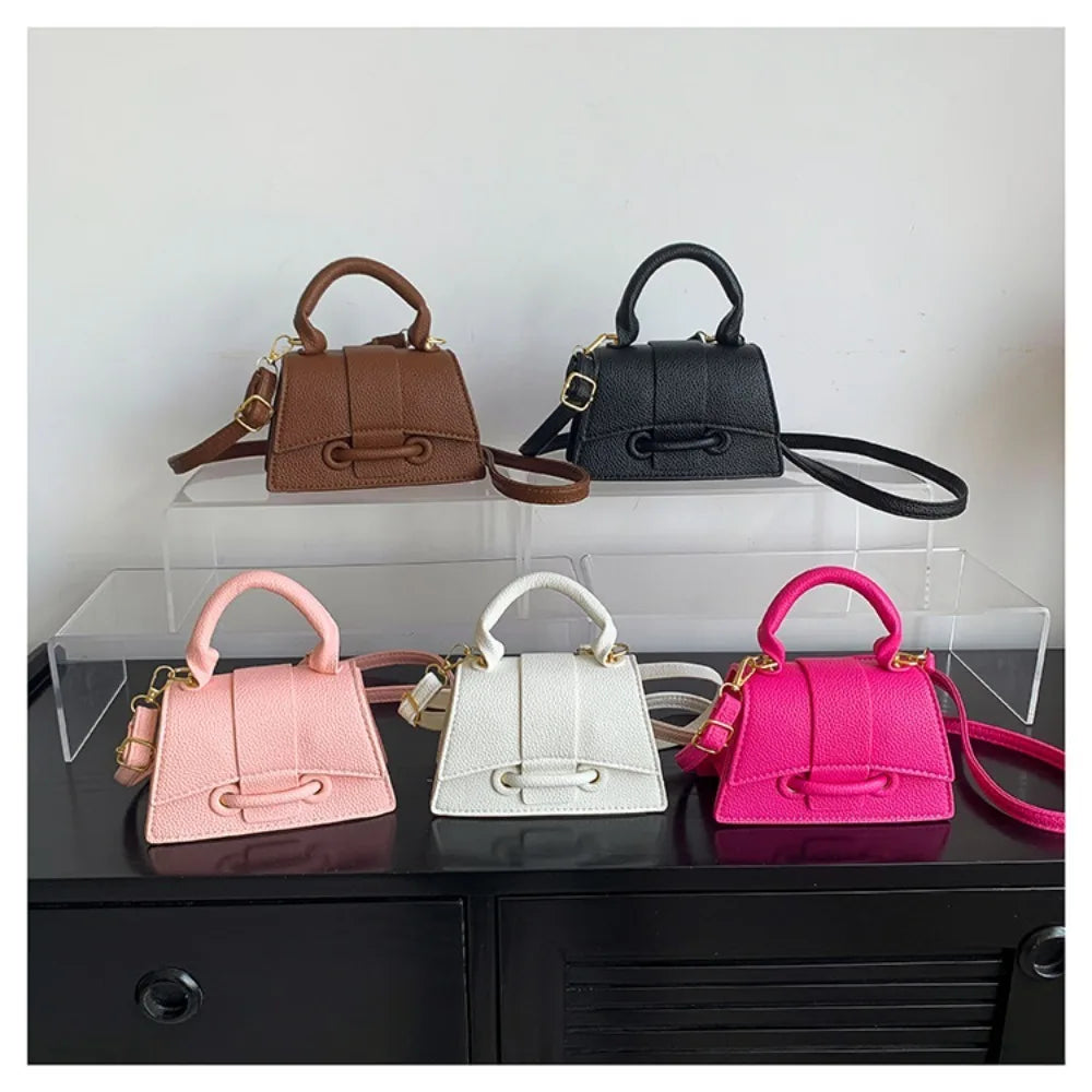 High Quality Fashion PU Leather Bag | Solid Color Shoulder Crossbody Bag & Cute Buckle Square Bag (Hand Carry Small Messenger Bag)