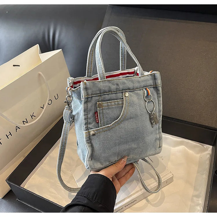 Ladies' Crossbody Bags | Creative Retro Washed Denim & Personalized Fashionable Versatile Handbags (High-quality Shoulder Bags for Girls)