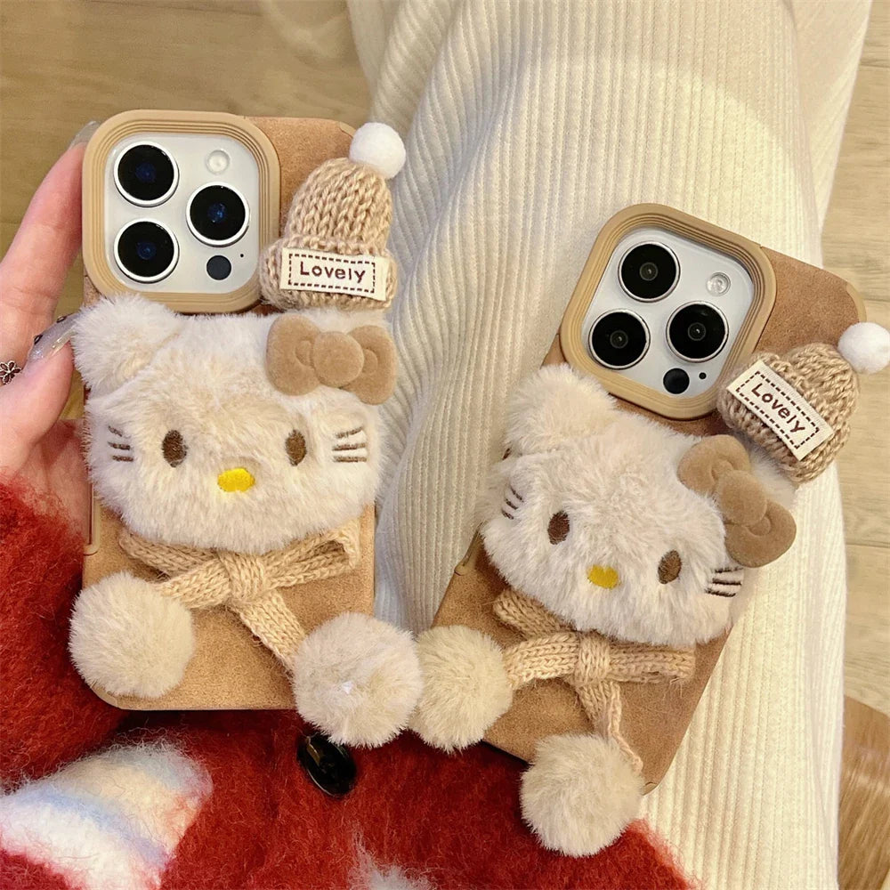 Cartoon Brown Bow Hat Hello Kitty Cute Phone Case