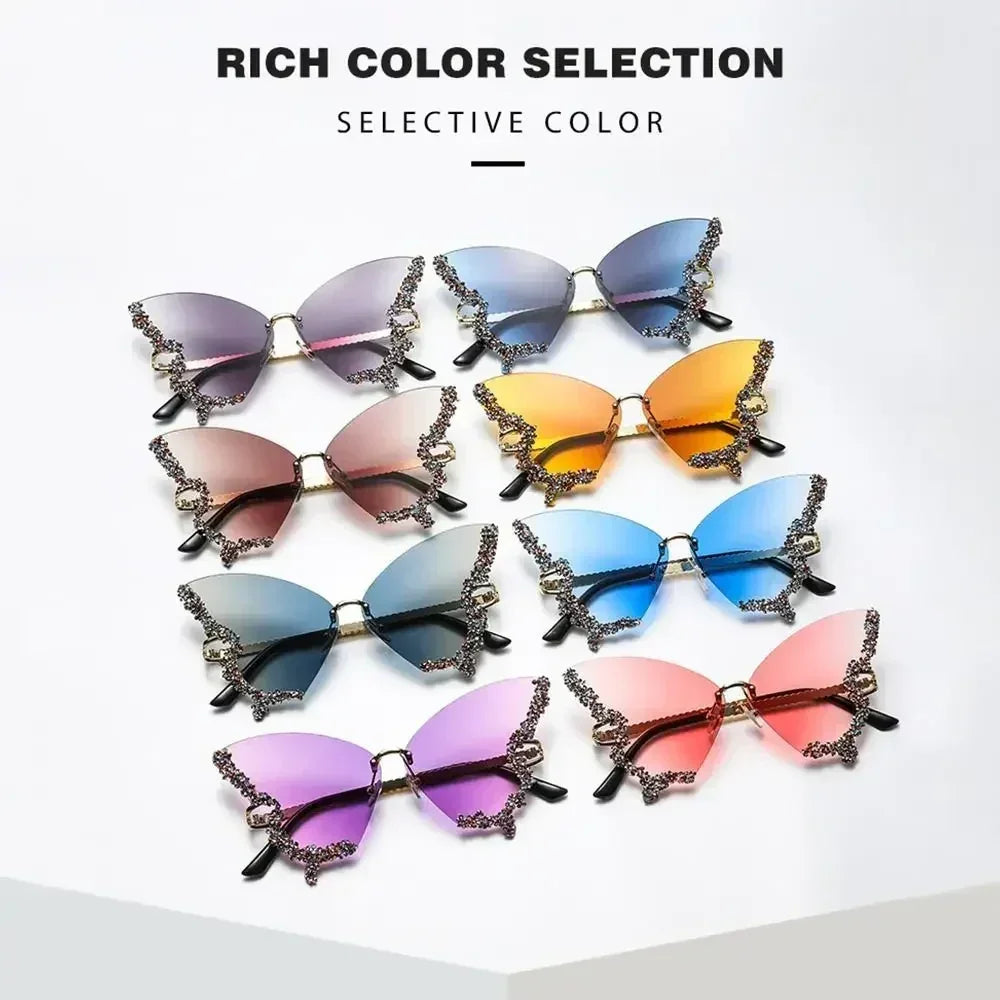 Vintage Oversized Diamond Butterfly Sunglasses Ladies Shades Purple Sunglasses for Women Bling Sun Glasses