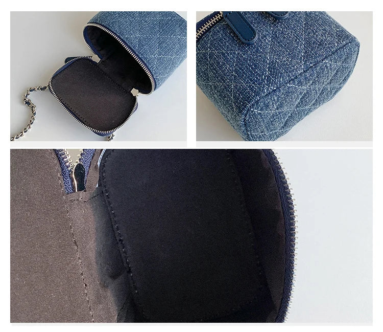 Mini Denim Crossbody Bags for Women | Lingge Chains Shoulder Bag & Fashion Brands Box Bag (Lipstick Coins Purses & Handbags)