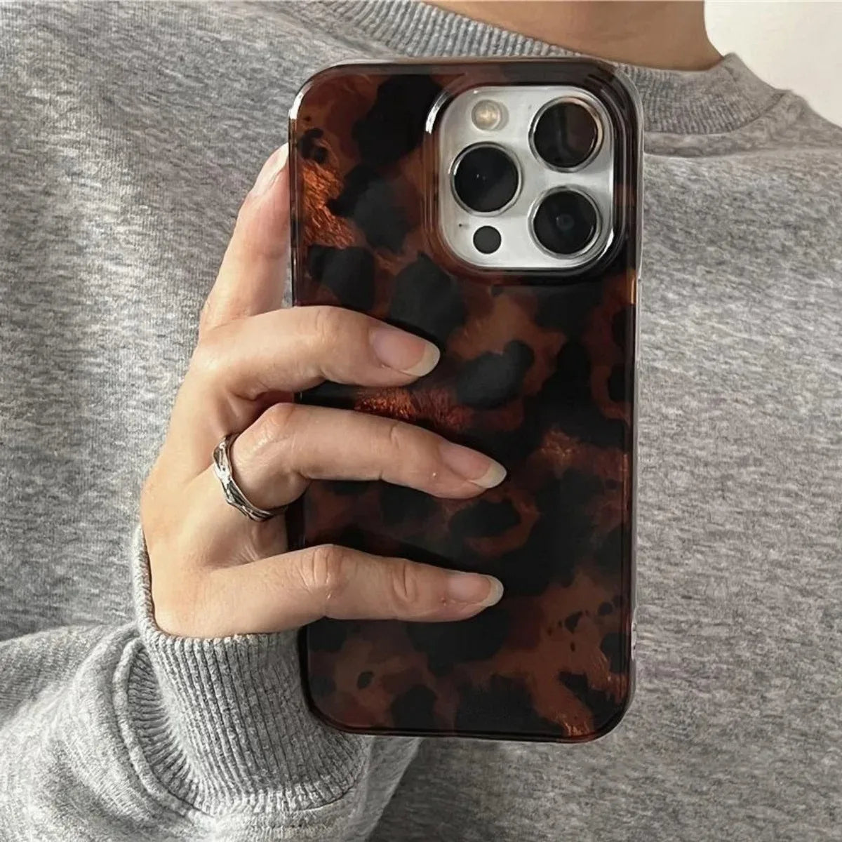 Retro Amber Texture Laser Phone Case For iPhone