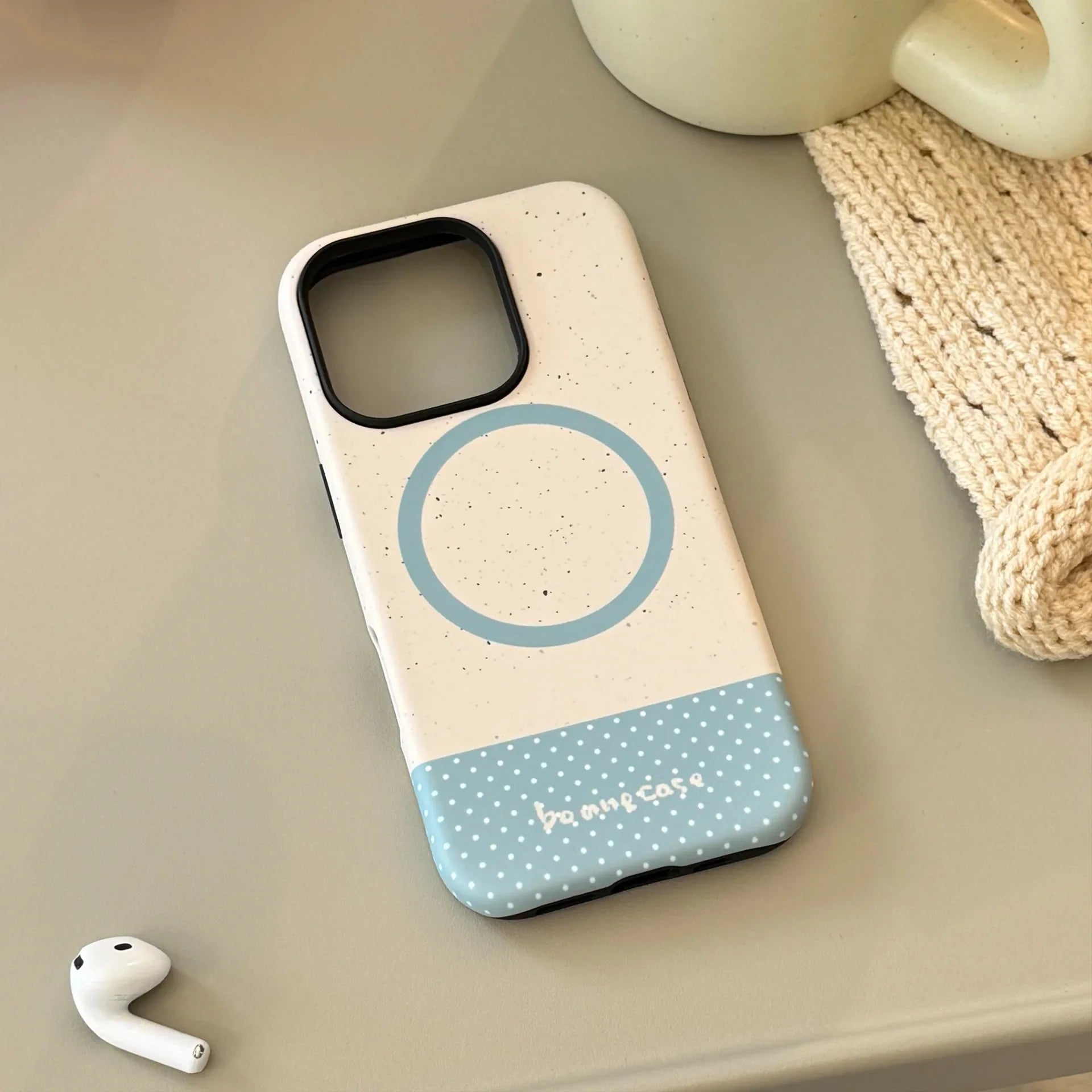 Korean Splash-ink Polka Dot Splicing Magnetic Phone Case For iPhone