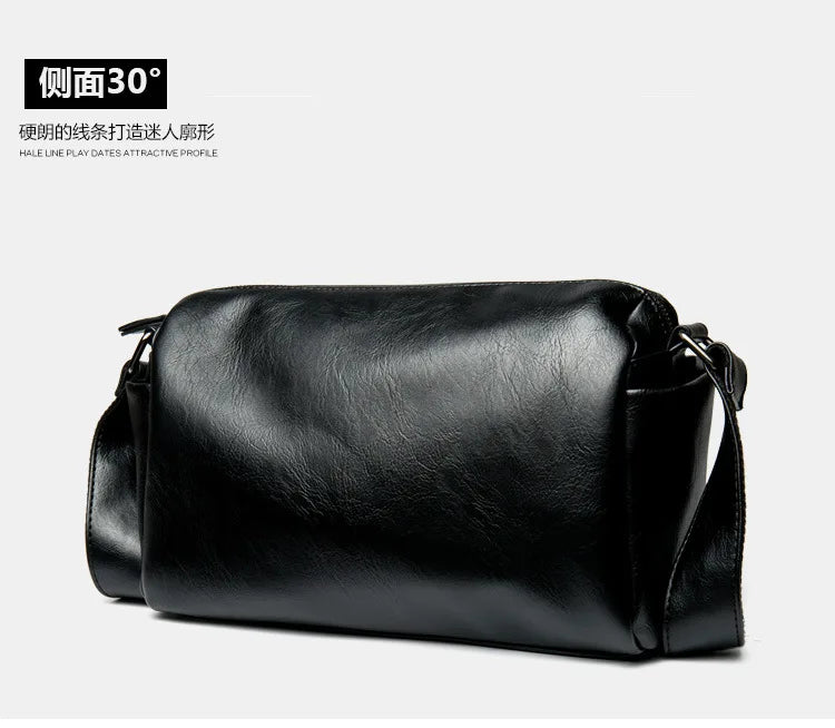 Soft Leather Men's Crossbody Bag | Shoulder Messenger Bag & Casual Simple Design Solid Sling Shoulder Bag Pack
