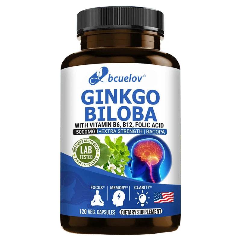 Ginkgo Biloba - Brain Booster - Rich in vitamins B6, B12, folic acid, helps improve concentration and memory, cognitive abilitie