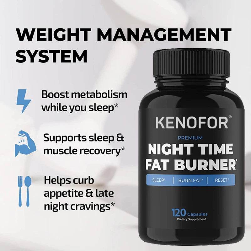 Night Time Fat Burner Supplement To Reduce Belly Fat - Helps Metabolic Cleansing, Sleep Aid Appetite Suppressant & Fat Burner