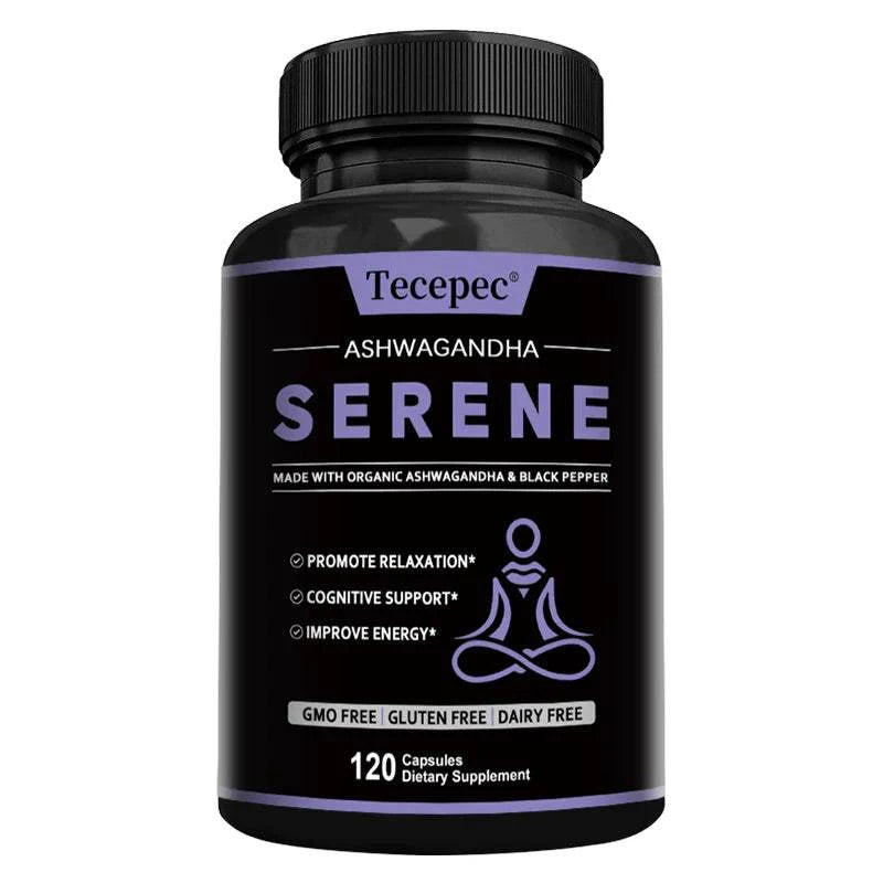 Organic Ashwagandha 1300 mg Supplement with Black Pepper Root Powder to Help Relieve Stress and Stay Calm, 120 Capsules