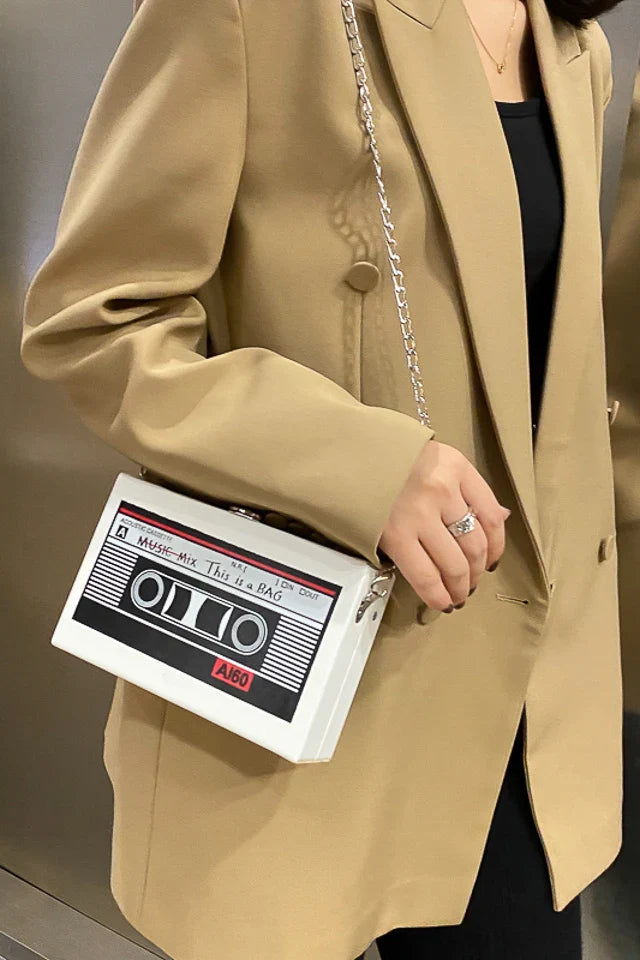 New Retro Magnetic Tape Radio Style Square Bag | Women's Shoulder Bag & Crossbody Bag (Fashionable Leisure Retro Pop)