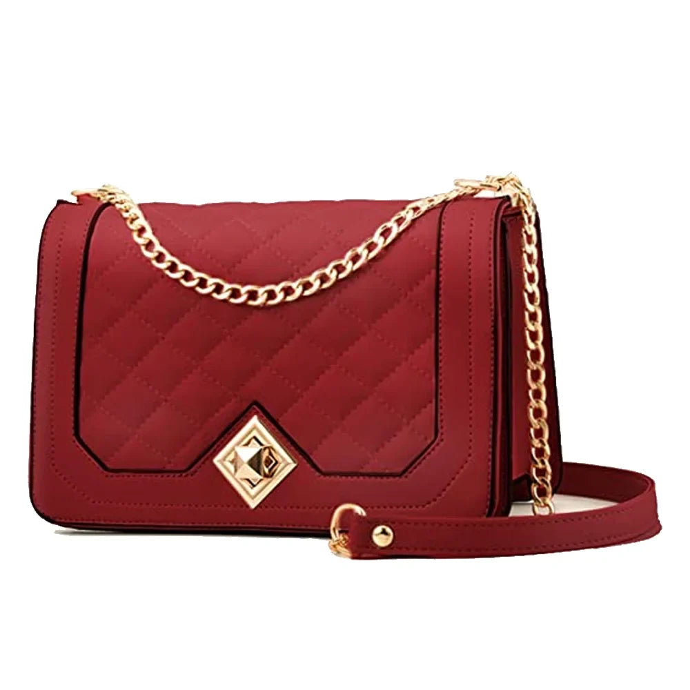 The Quilted Chic - Quilted Chain Strap Bag with Embroidered Detail