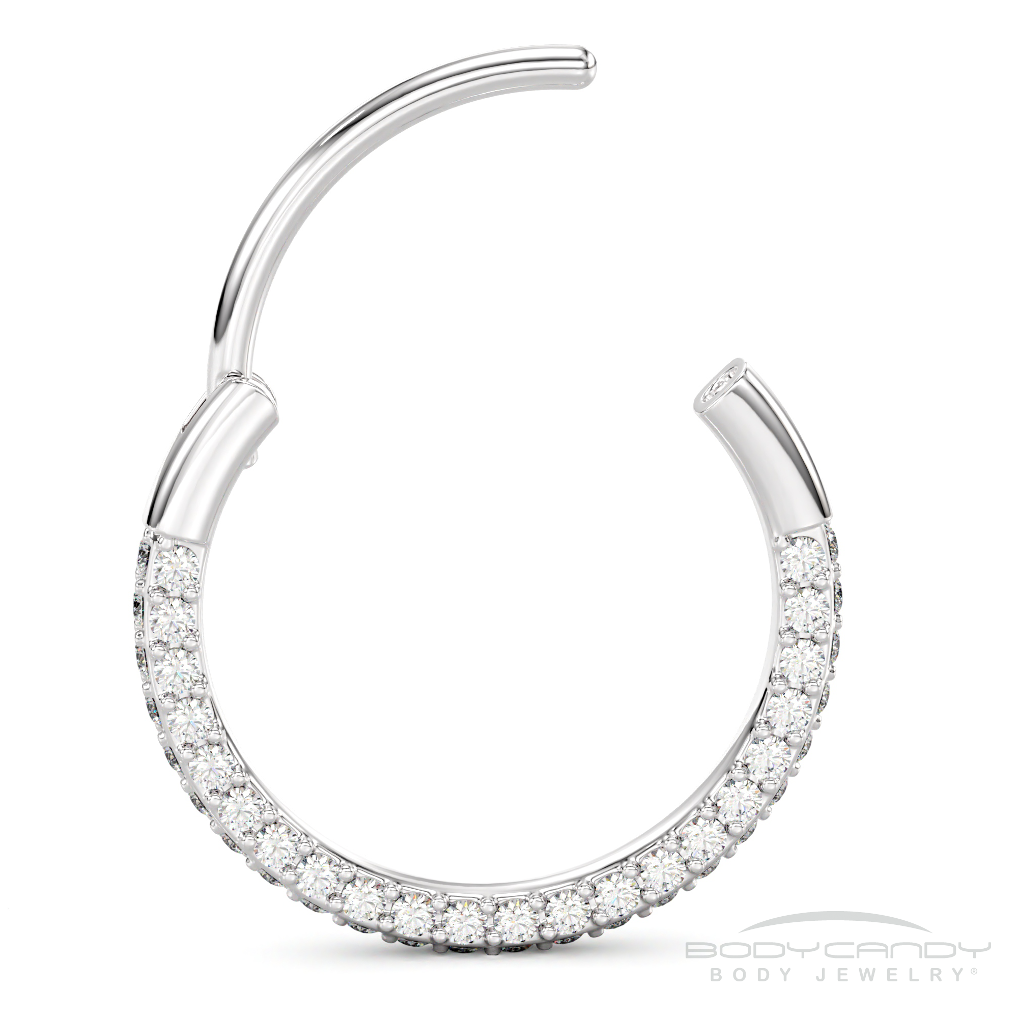 18G Implant Grade Titanium Triple Sided Micro Gem Hinged Nose Hoop