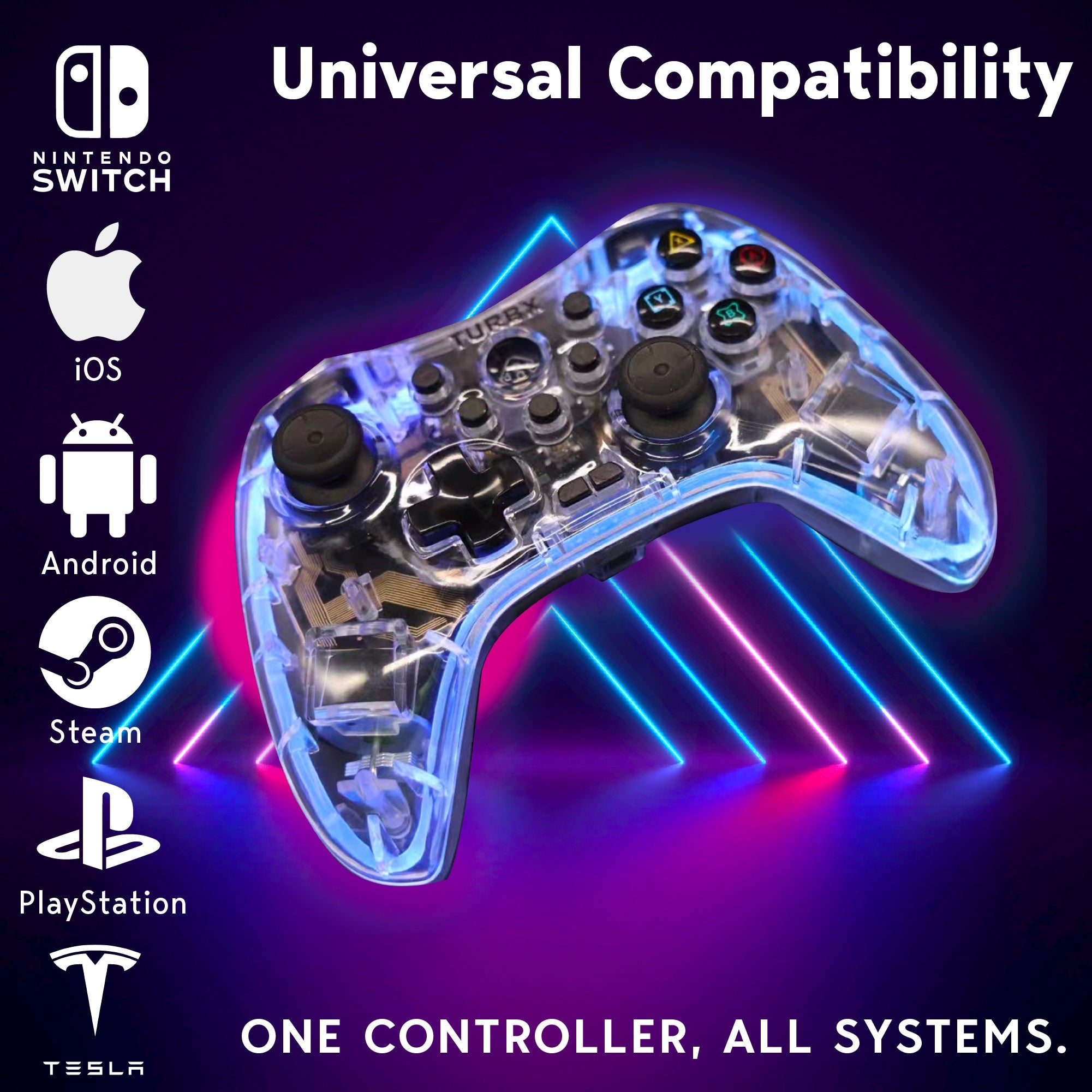 7-in-1 Multi-Platform Wireless Game Controller Set - LED RGB Breathing Lights