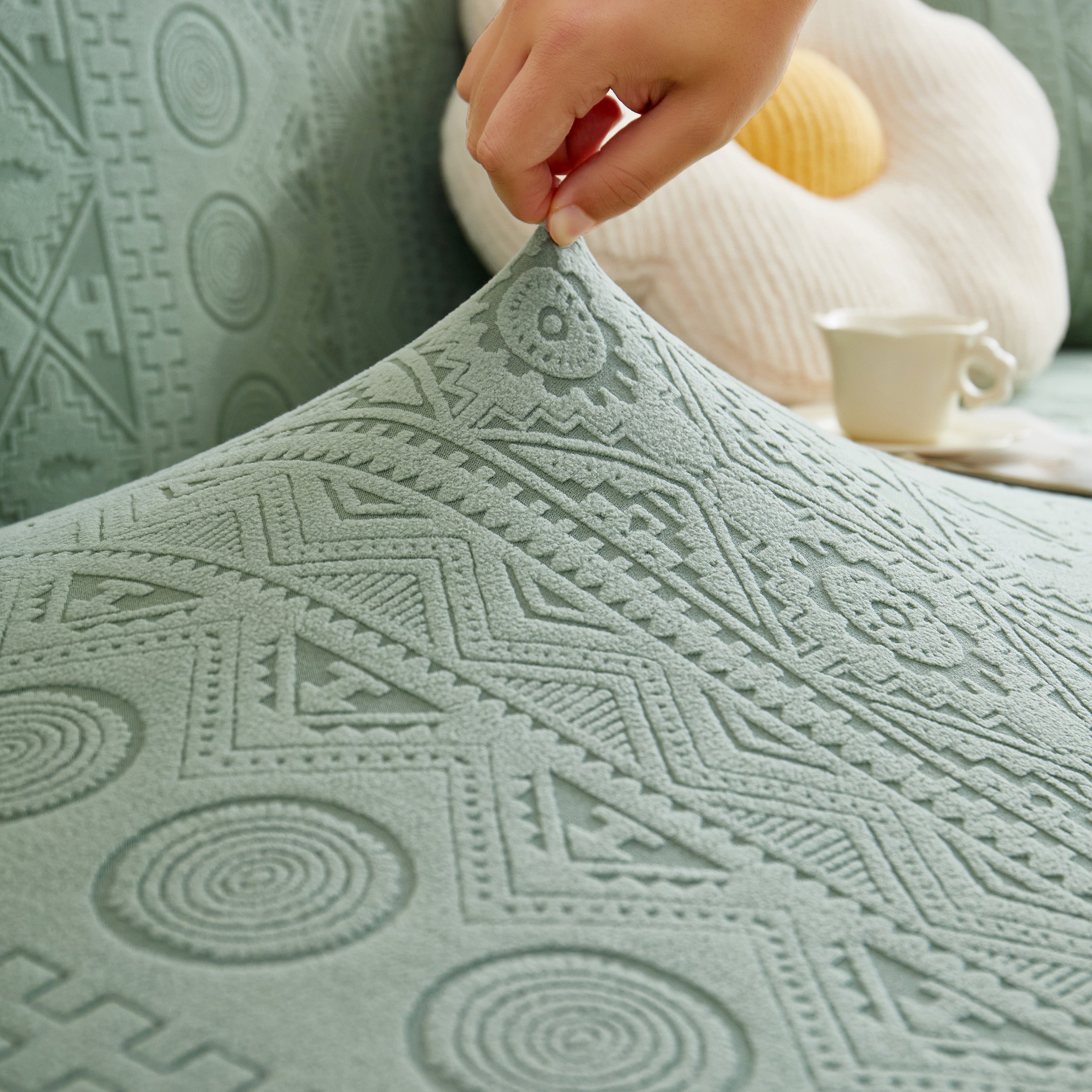 Embossed Geometric Elastic Sofa Cover Boho Stylish Decorative Furniture Covers
