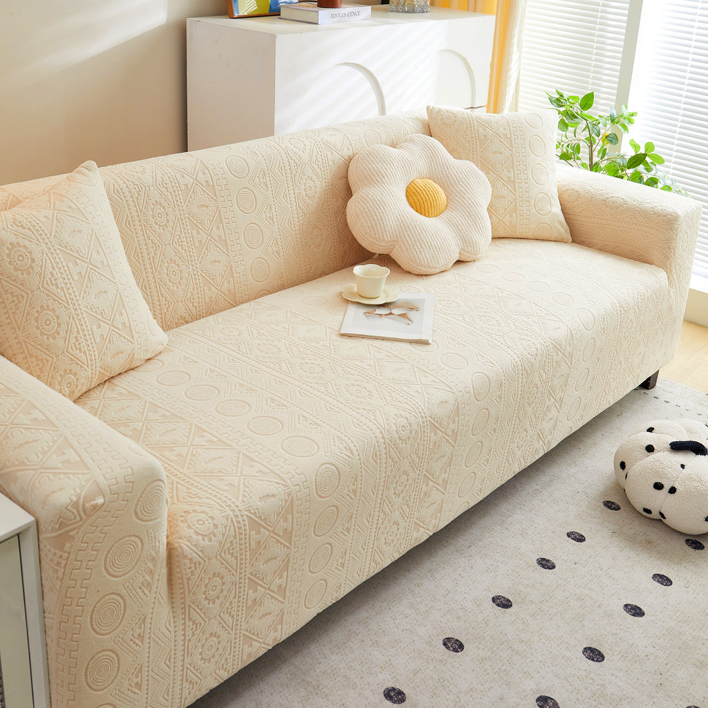Embossed Geometric Elastic Sofa Cover Boho Stylish Decorative Furniture Covers