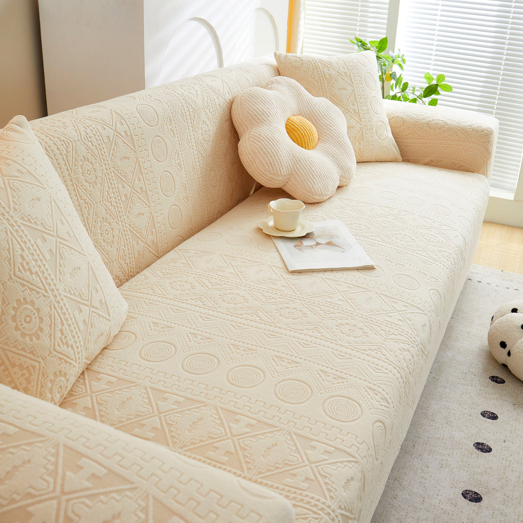 Embossed Geometric Elastic Sofa Cover Boho Stylish Decorative Furniture Covers