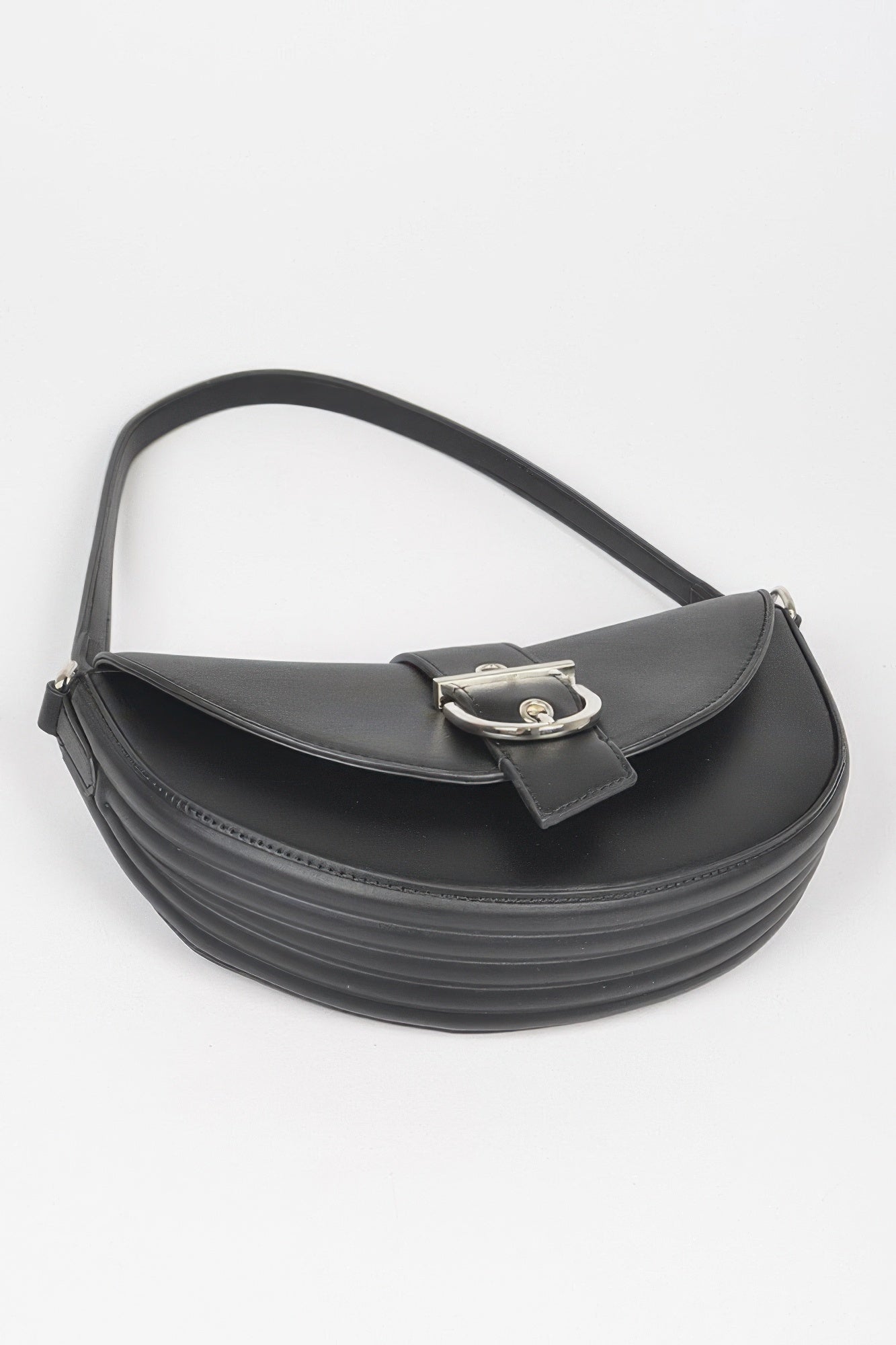 Faux Leather Buckle Shoulder Bag