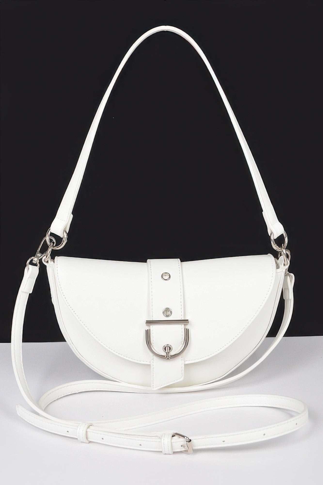 Faux Leather Buckle Shoulder Bag