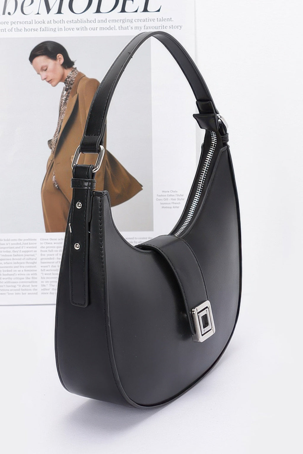 Faux Leather Hobo Bag