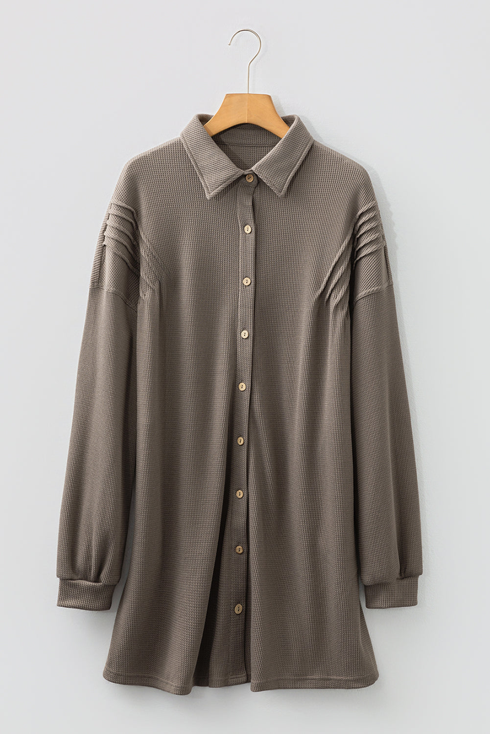 Viviana Taupe Waffle Knit Shirt