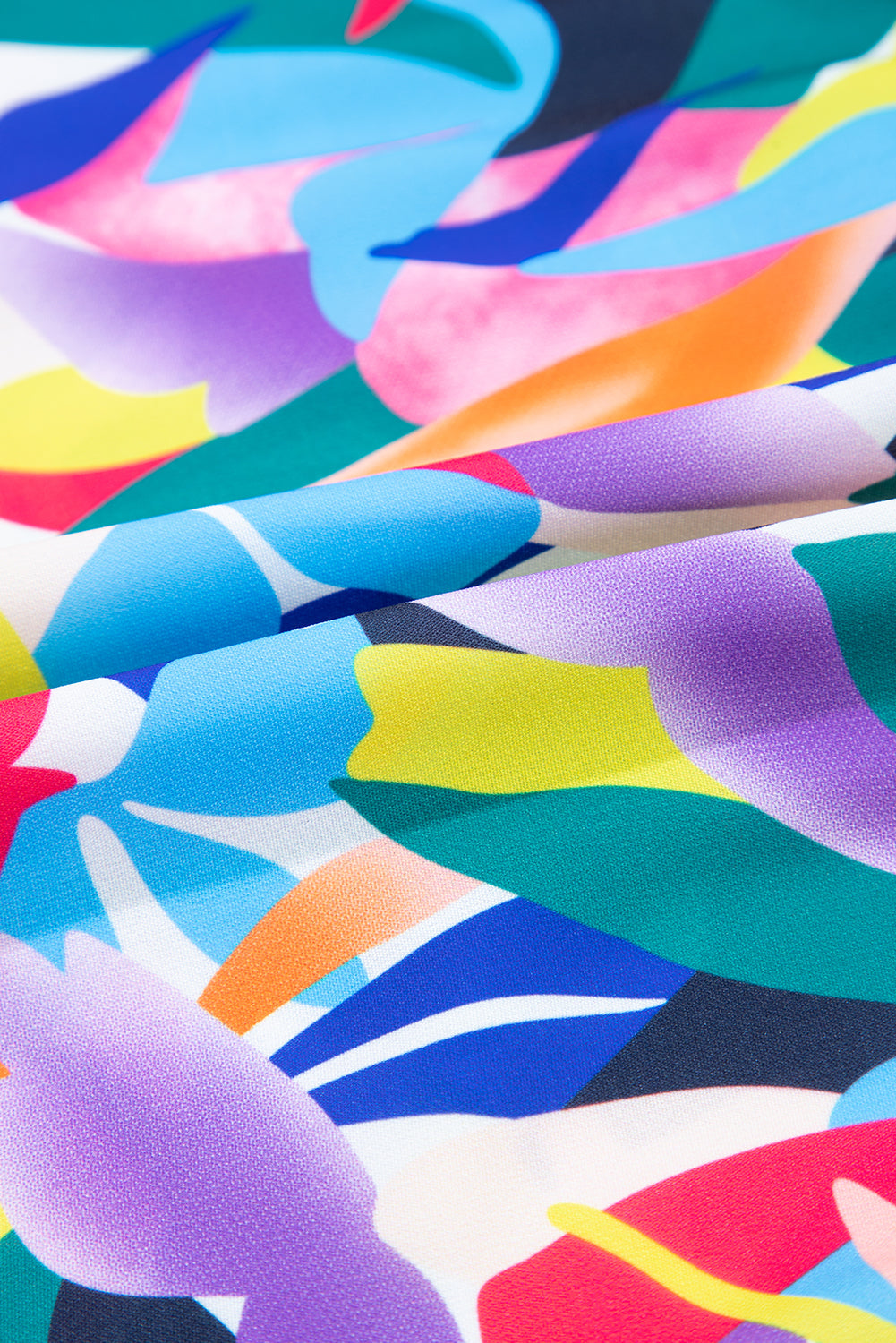 Blue Abstract Print Ruffle Sleeve Plus Size Tiered Maxi Dress