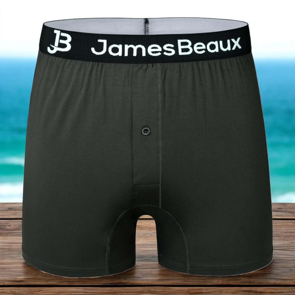 Black Boxer Shorts James Beaux Men's Black Bamboo Boxer Shorts