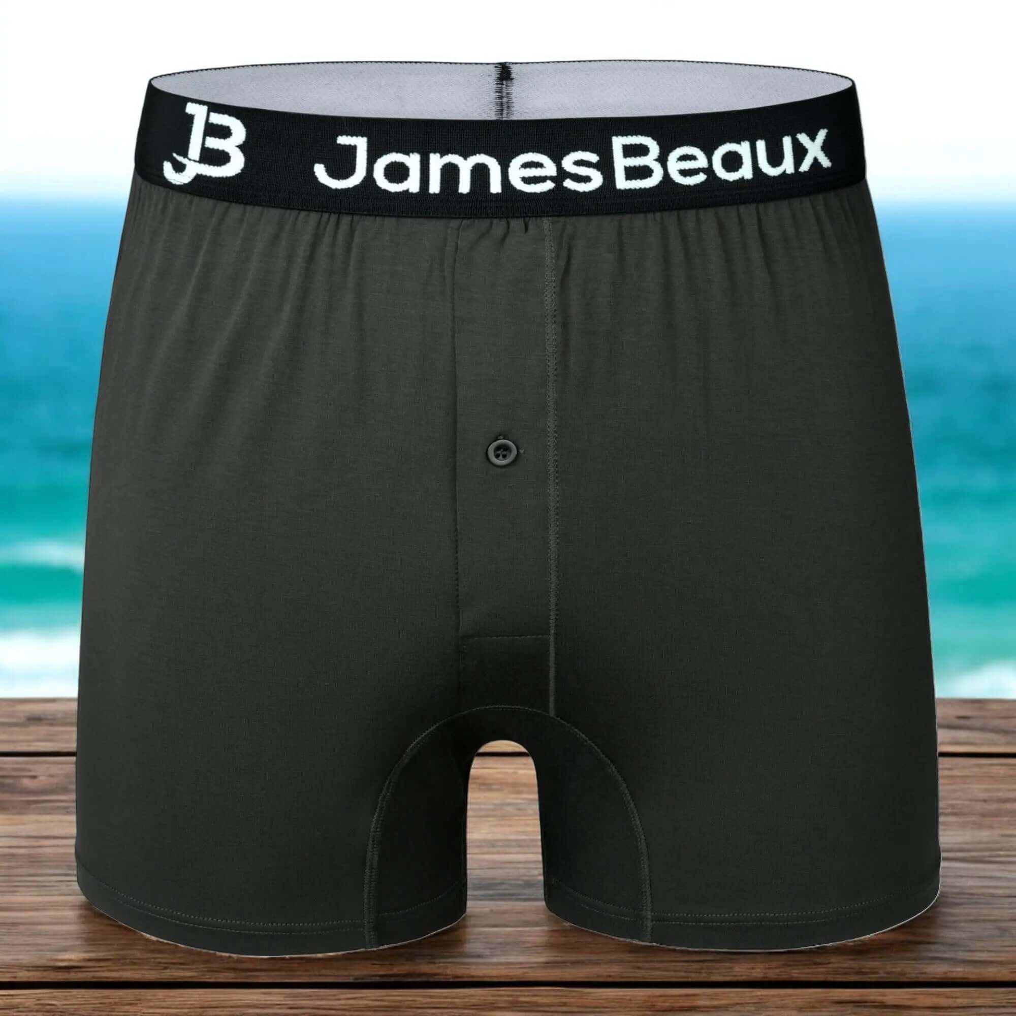 Black Boxer Shorts James Beaux Men's Black Bamboo Boxer Shorts