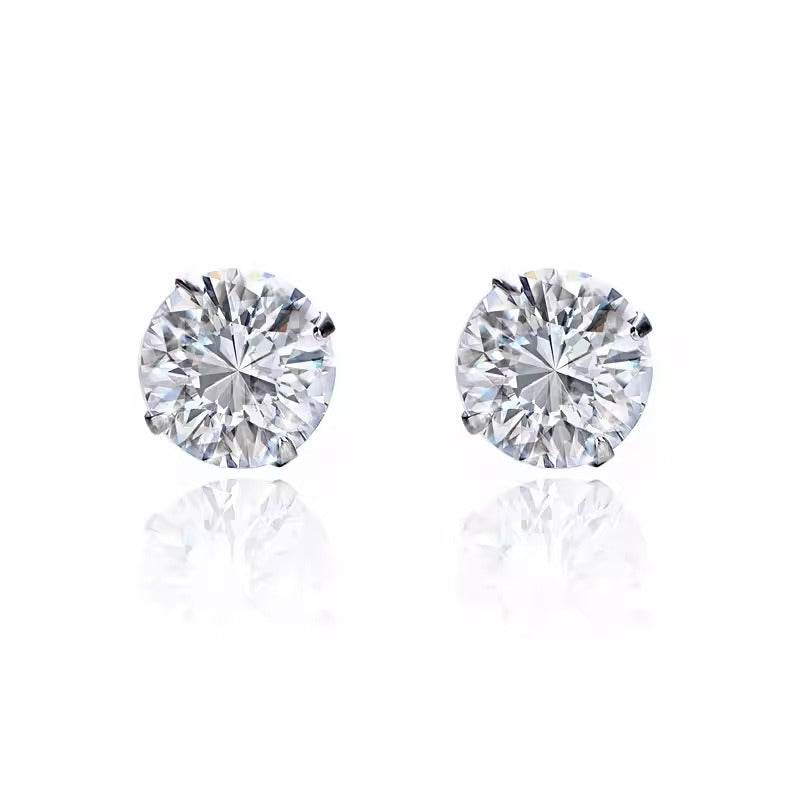 S999 Dazzling Minimalist CZ Stud Earrings, 2-8MM Cubic Zirconia Hypoallergenic Pure Sterling Silver Tiny Earrings for Sensitive Ears Daily
