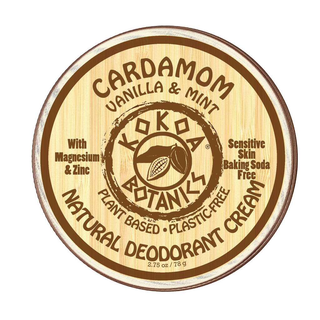 Natural Deodorant Cream - Cardamom Vanilla and Mint - Sensitive Skin - Baking Soda Free  - 2.5 oz