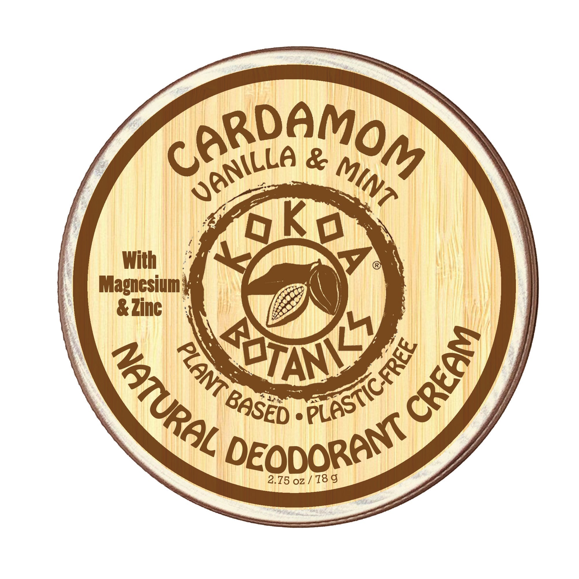 CARDAMOM with VANILLA & MINT  - Organic Natural Deodorant Cream - Aluminum-Free - 2.5 oz