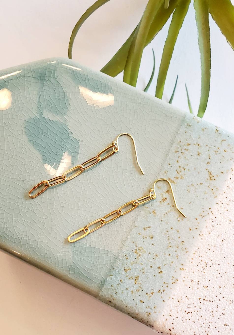 Long paper clip link earrings