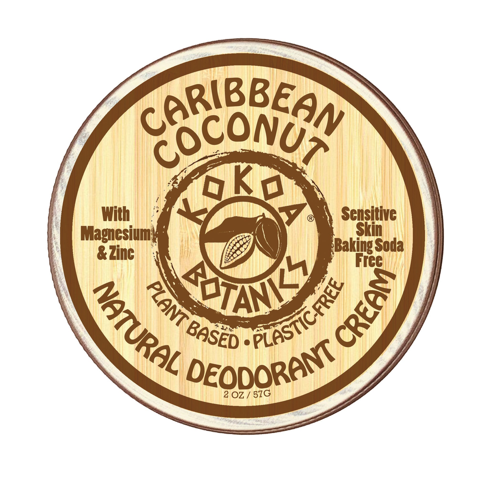CARIBBEAN COCONUT - Natural Deodorant Cream - Sensitive Skin - Baking Soda Free  - 2.5 oz