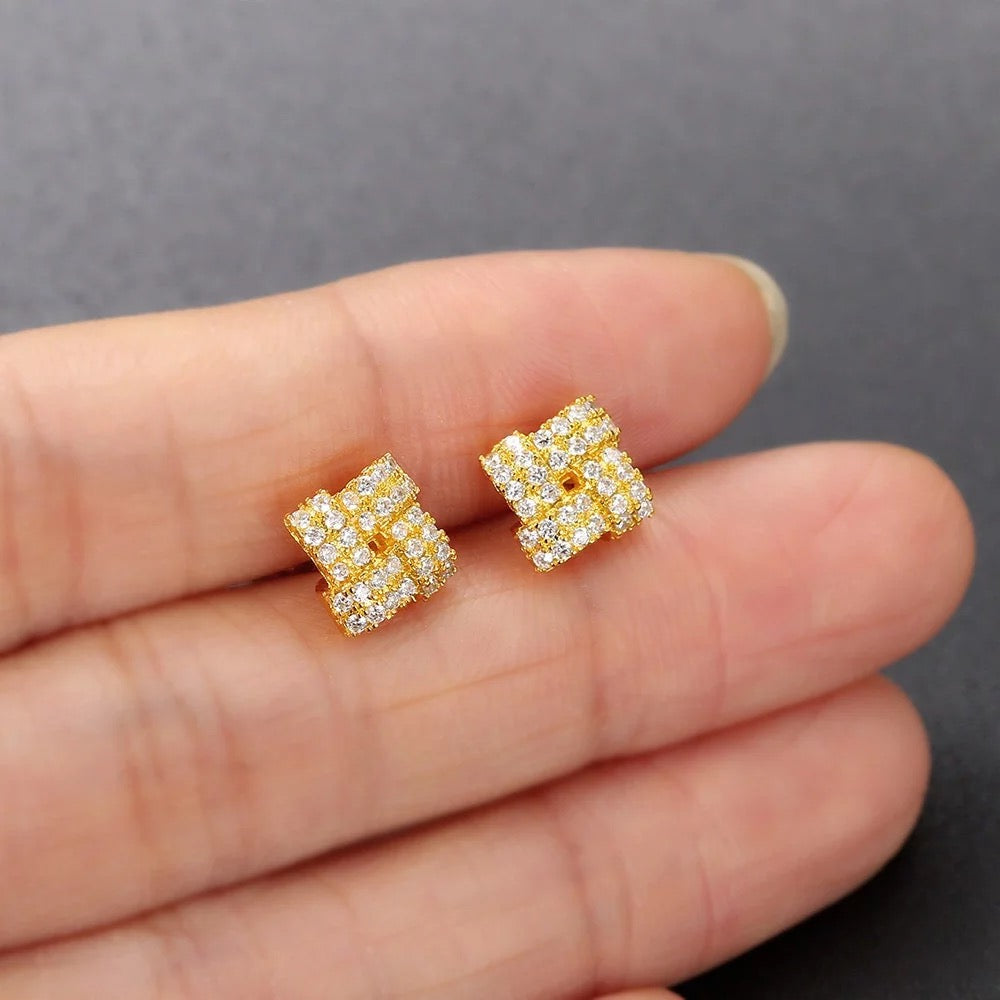 Icy Square Earrings | 8MM