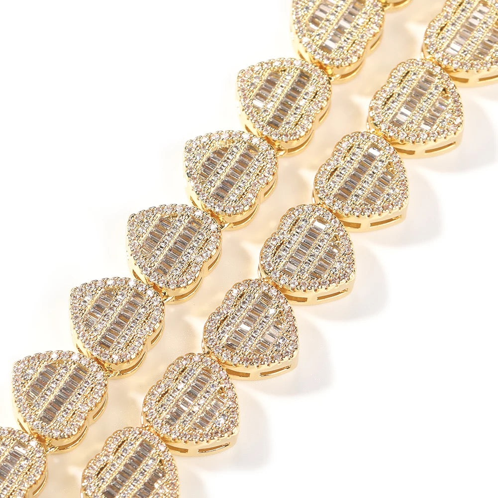 Icy Baguette Hearts Necklace