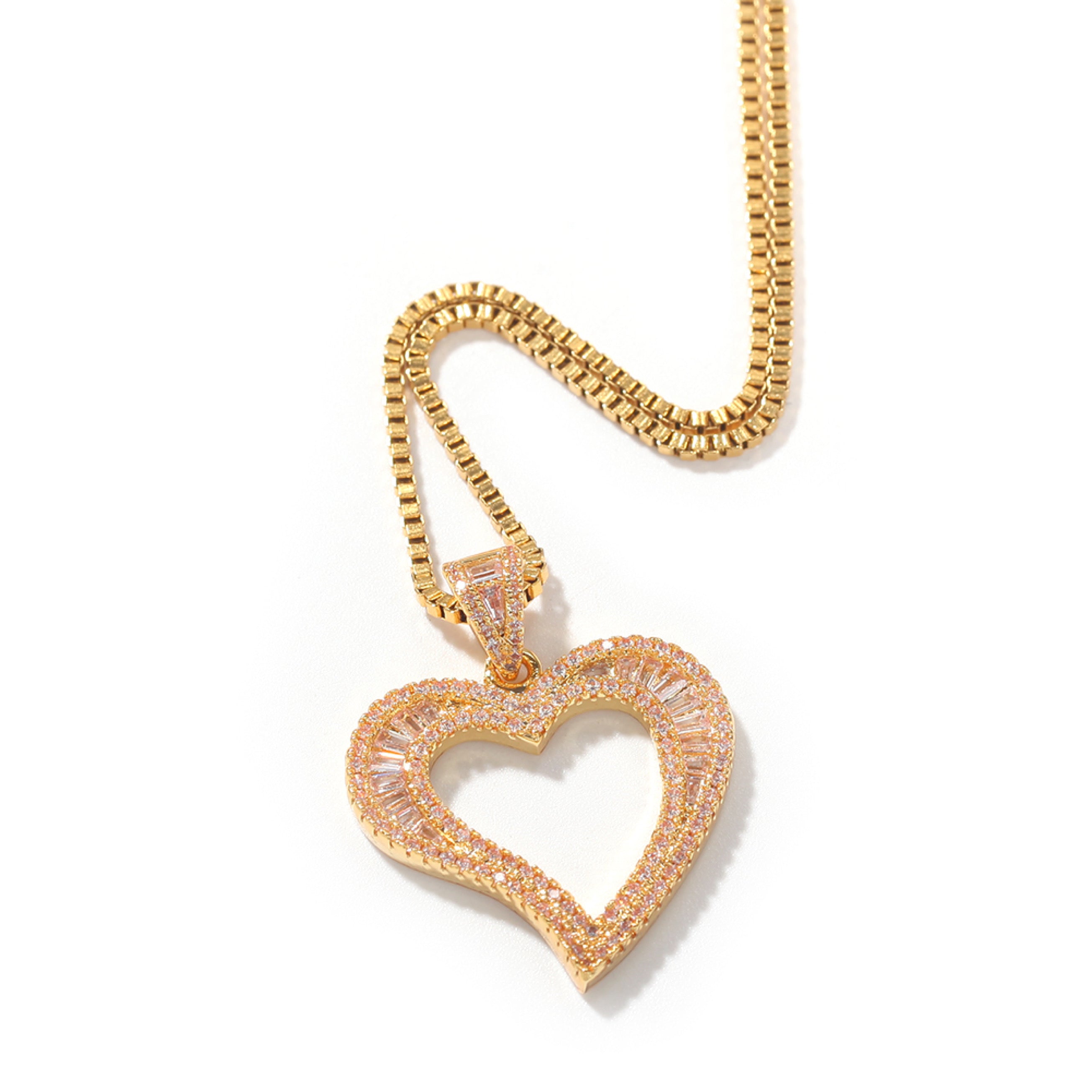 Baguette Heart Swirl Necklace