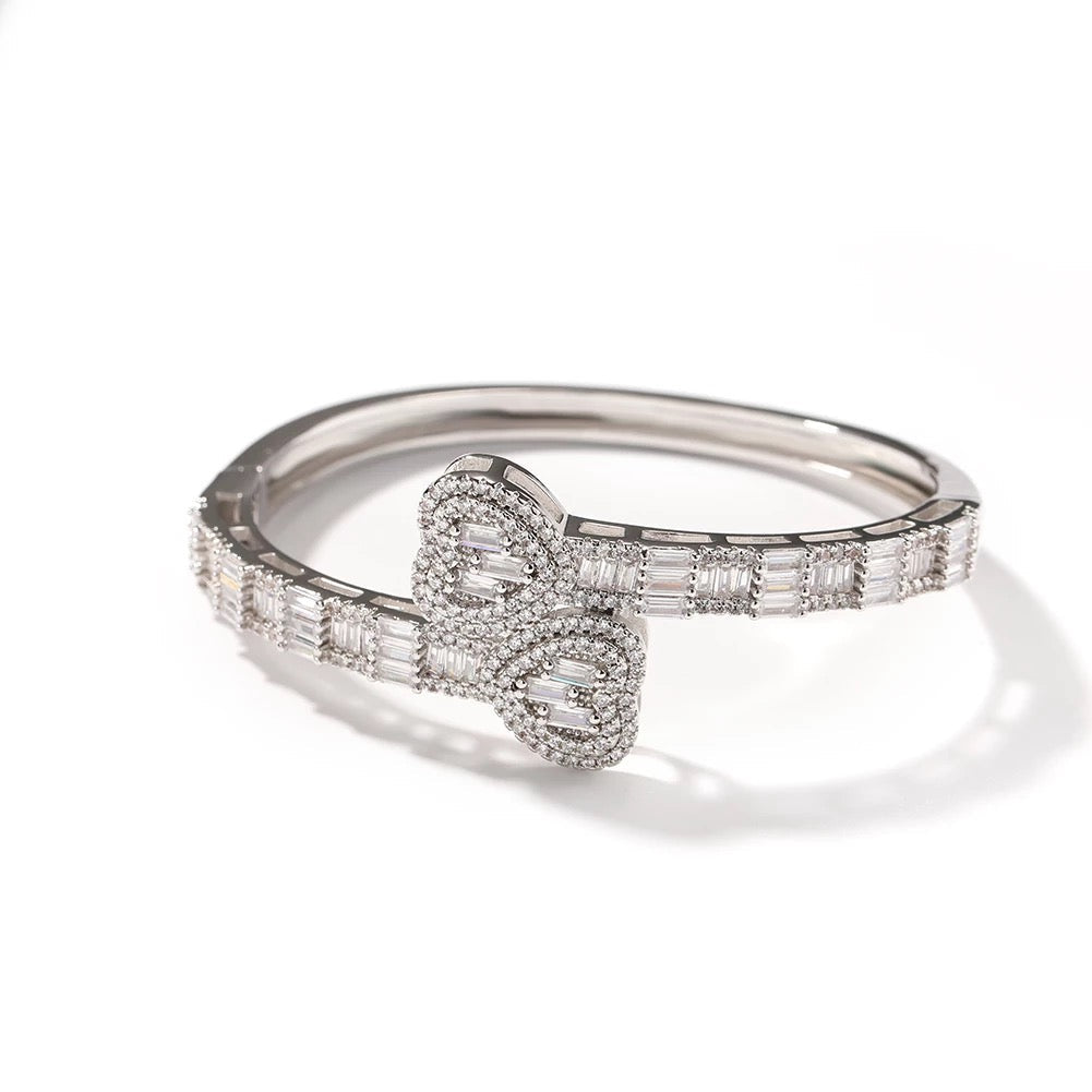 Double Heart Baguette Bangle