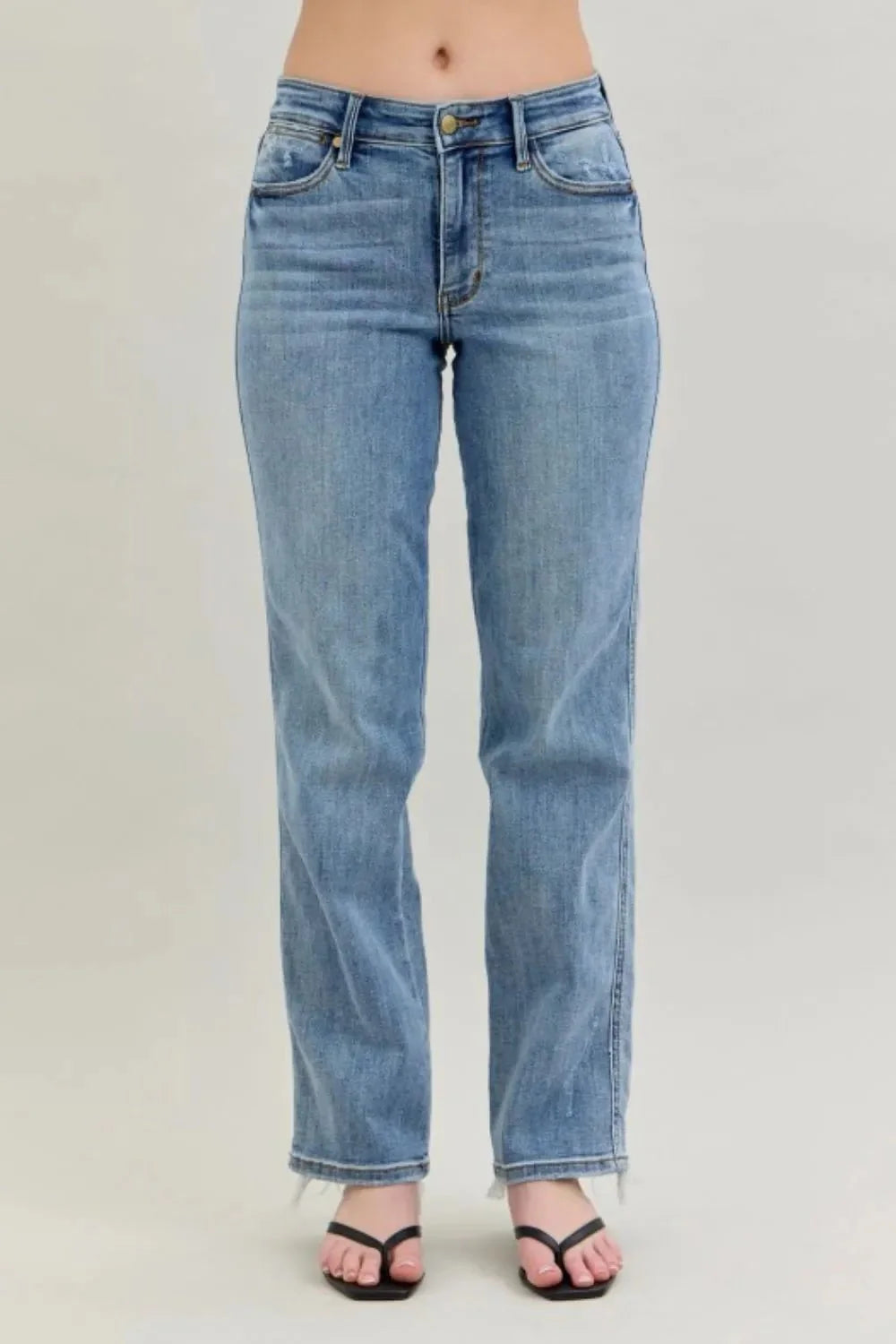 Judy Blue Frayed Hem Cell Phone Pocket Dad Jeans