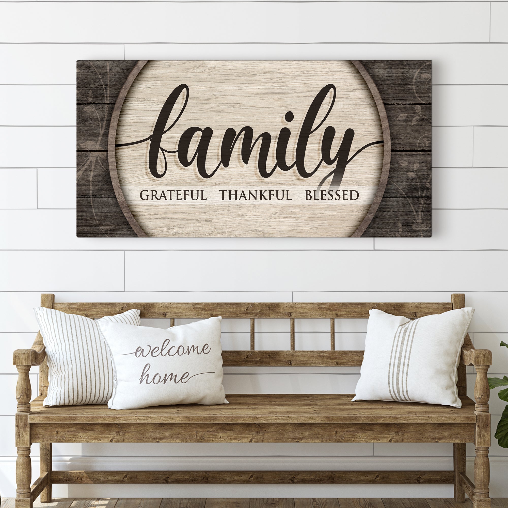 Grateful Thankful Blessed Family Sign