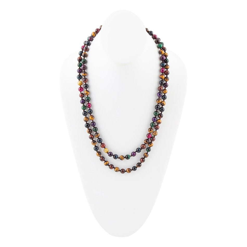 Multicolor Tiger's Eye Knoted Necklace