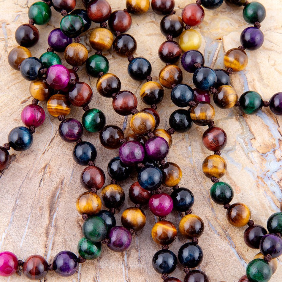 Multicolor Tiger's Eye Knoted Necklace