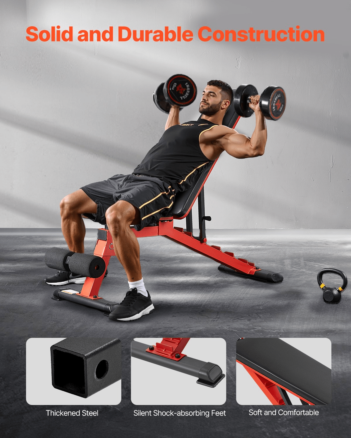 Adjustable Weight Bench for Home Gym, Heavy-Duty Foldable