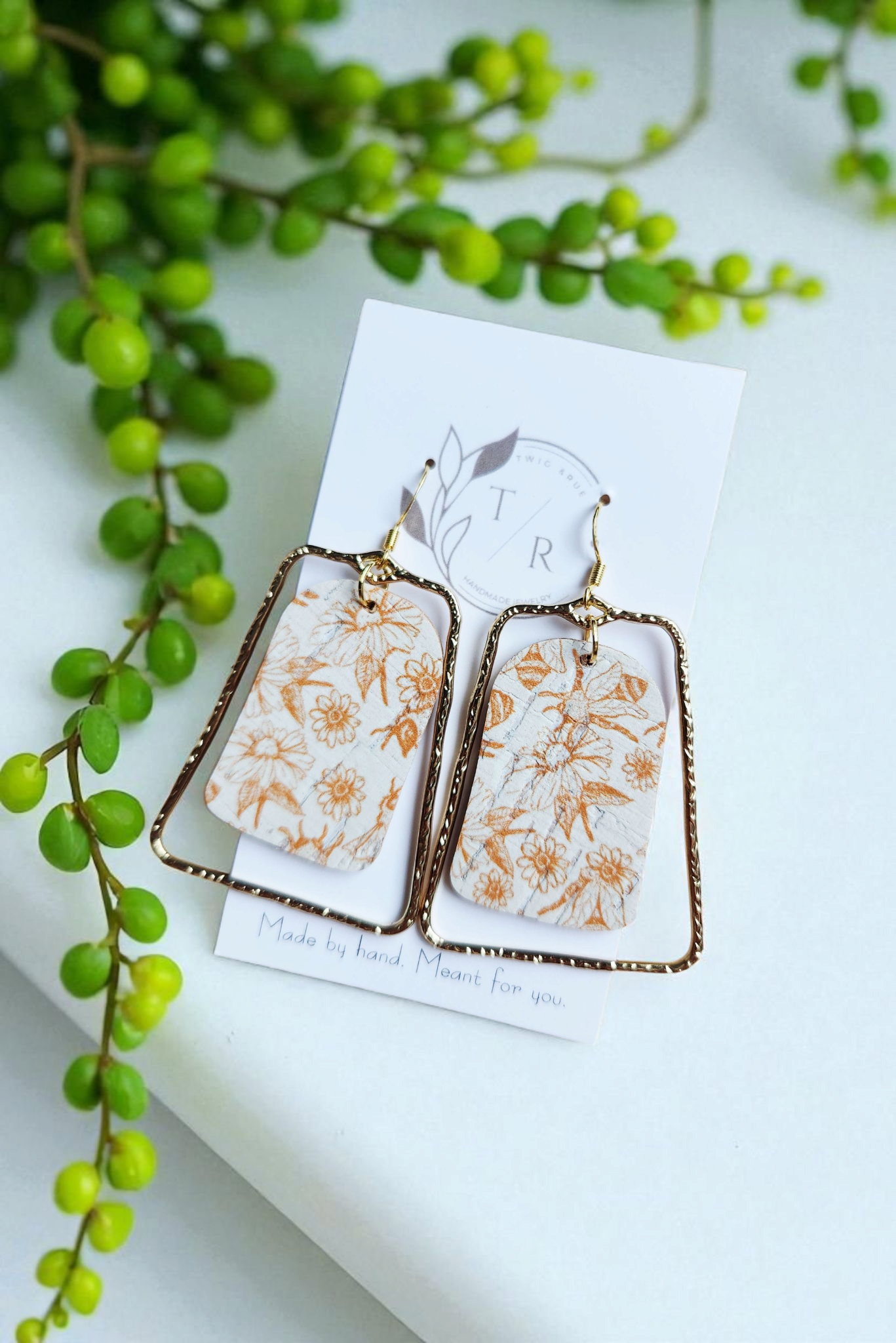 Chloe| Floral leather statement earring