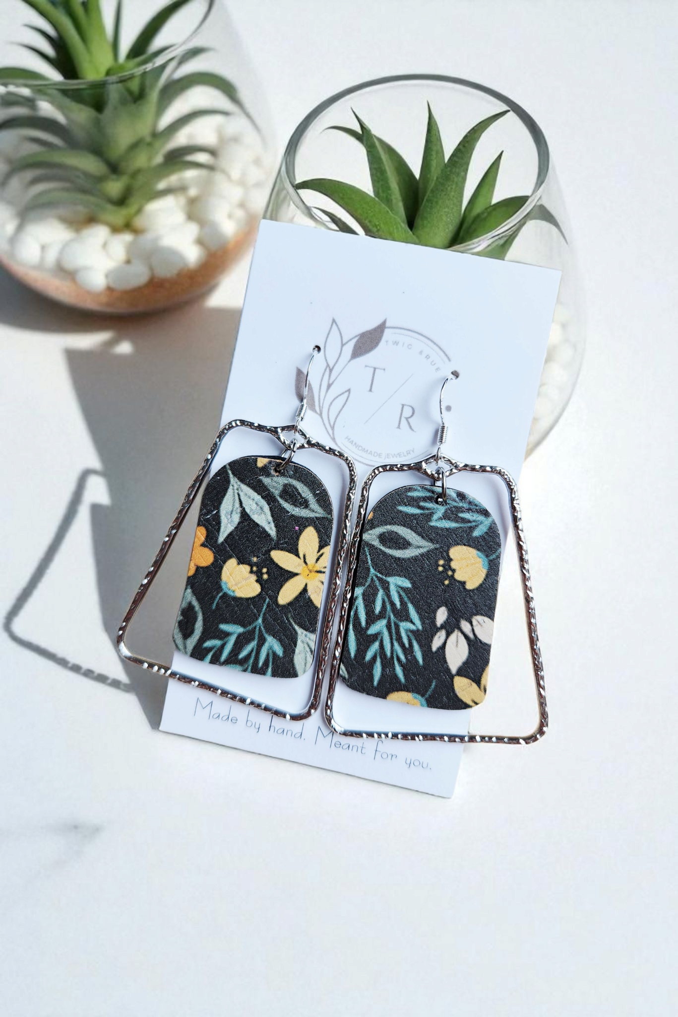 Chloe| Floral leather statement earring