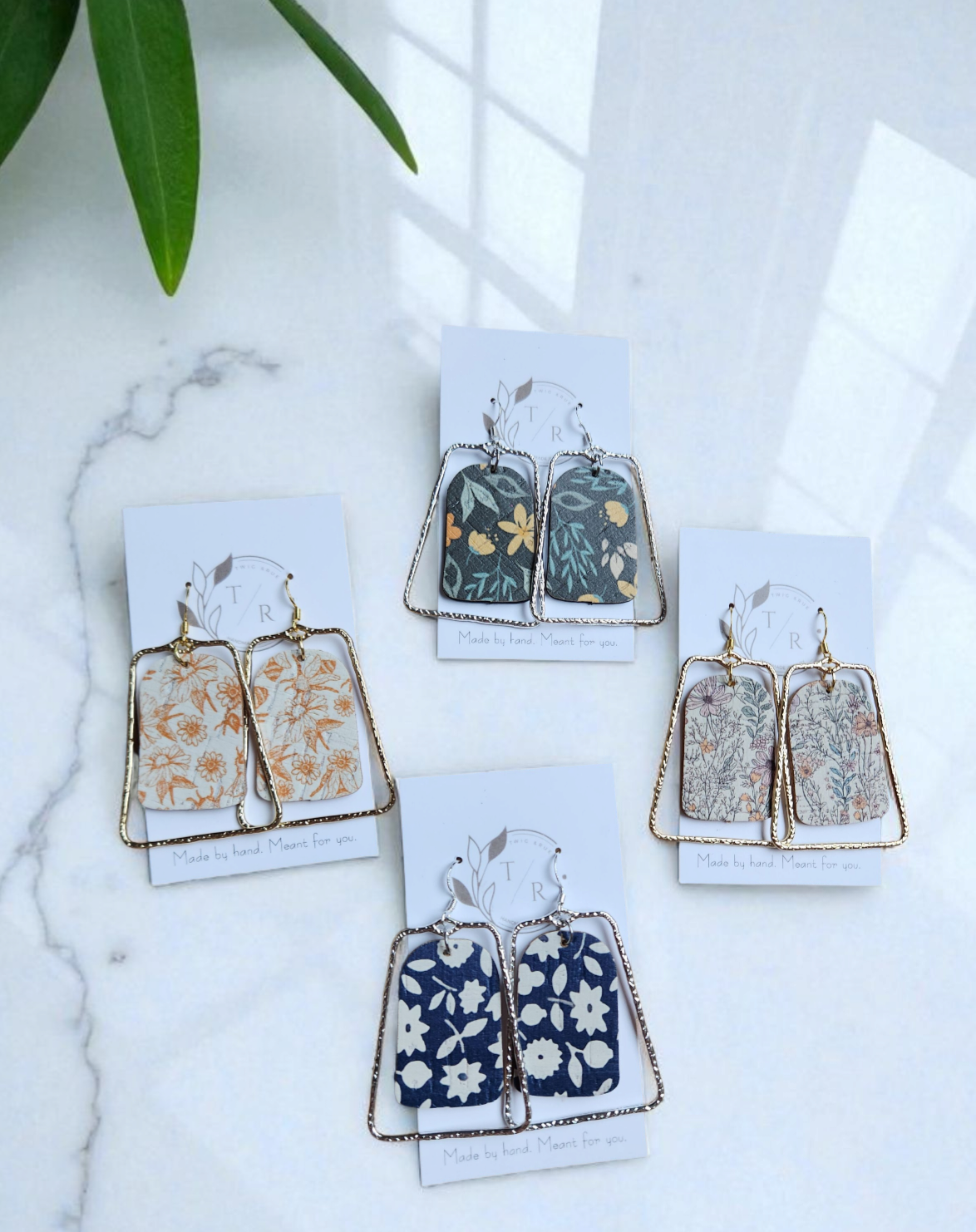 Chloe| Floral leather statement earring