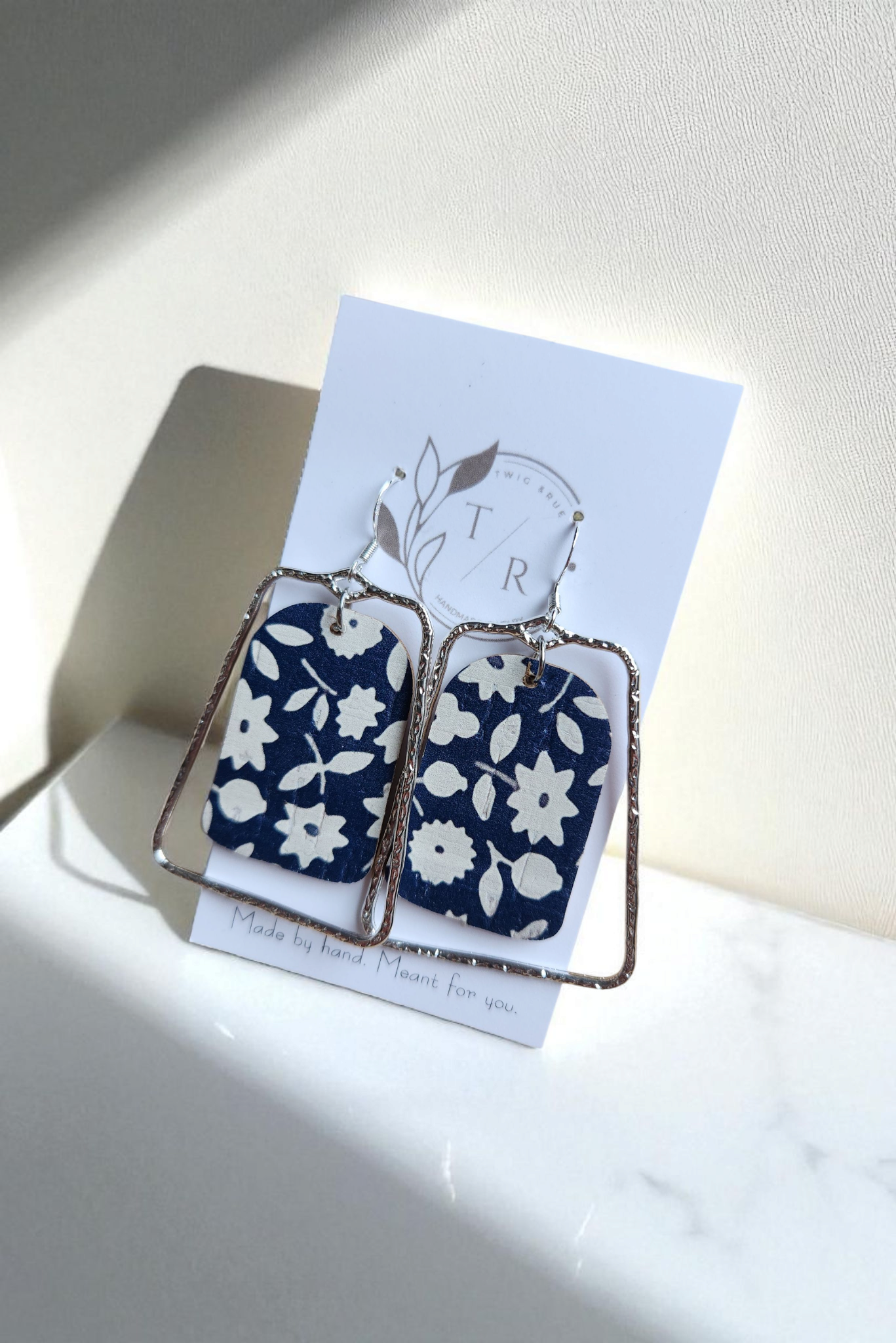 Chloe| Floral leather statement earring