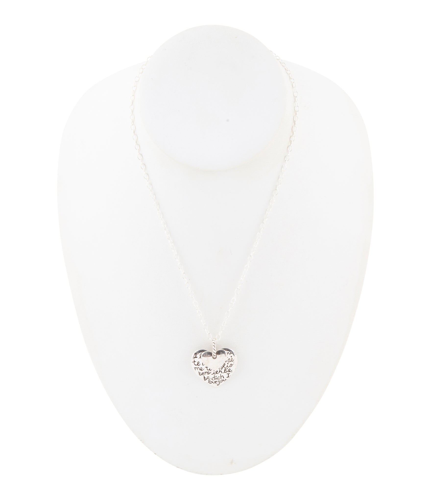 Sterling Silver Engraved Heart Pendant Neckalce