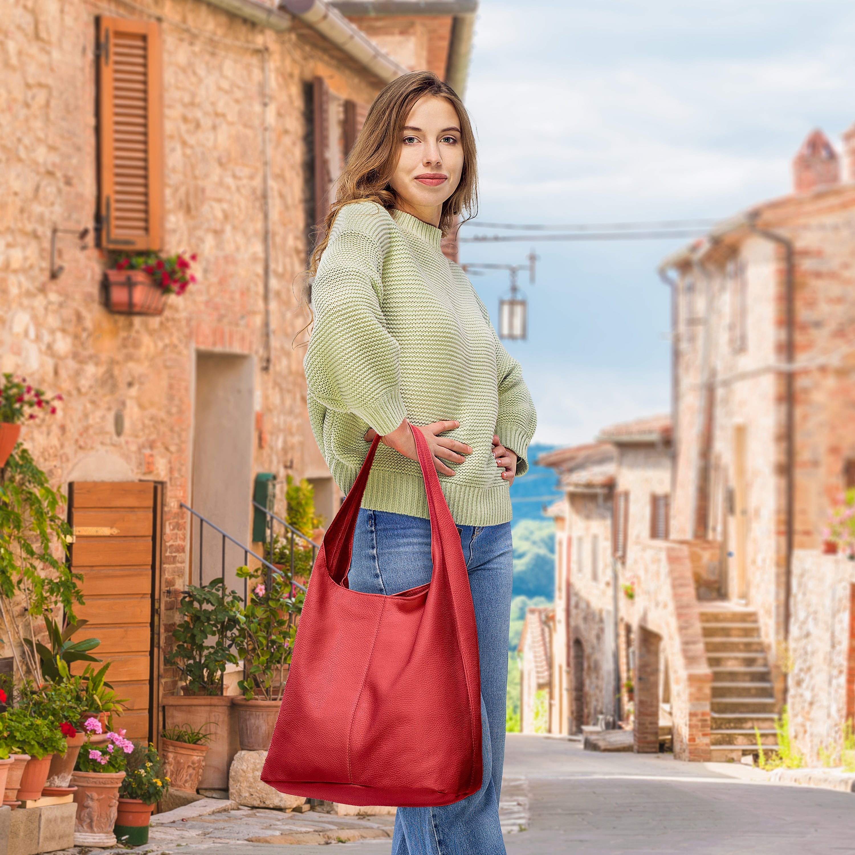 Calf Leather Hobo Bag